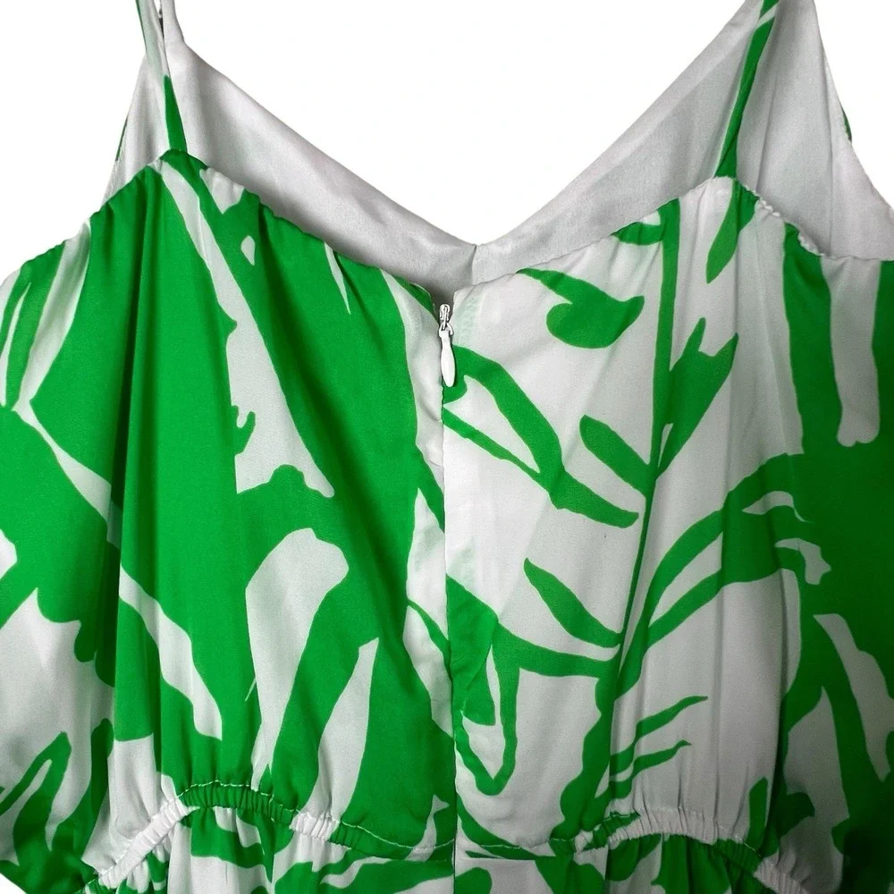 Lilly Pulizter For Target Womens Small‎ Green White Tropical Boom Boom Jumpsuit